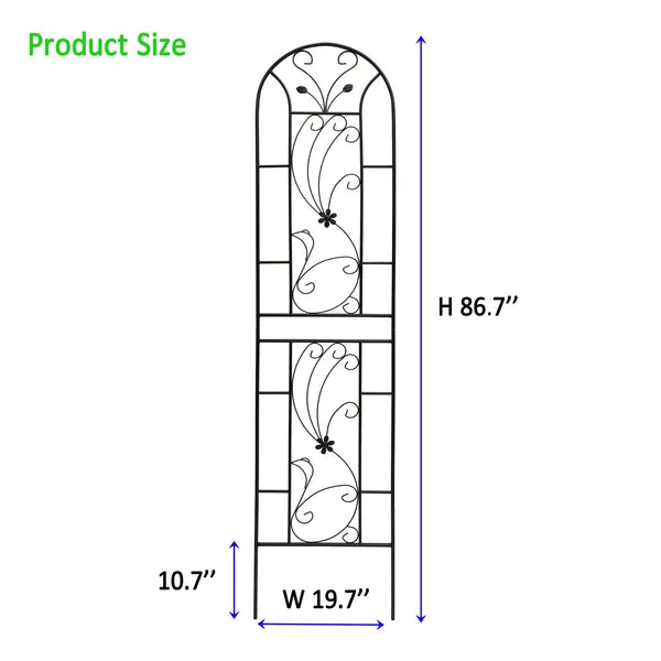 Metal Garden Trellis for Climbing Plants - 86.7" x 19.7" - Black