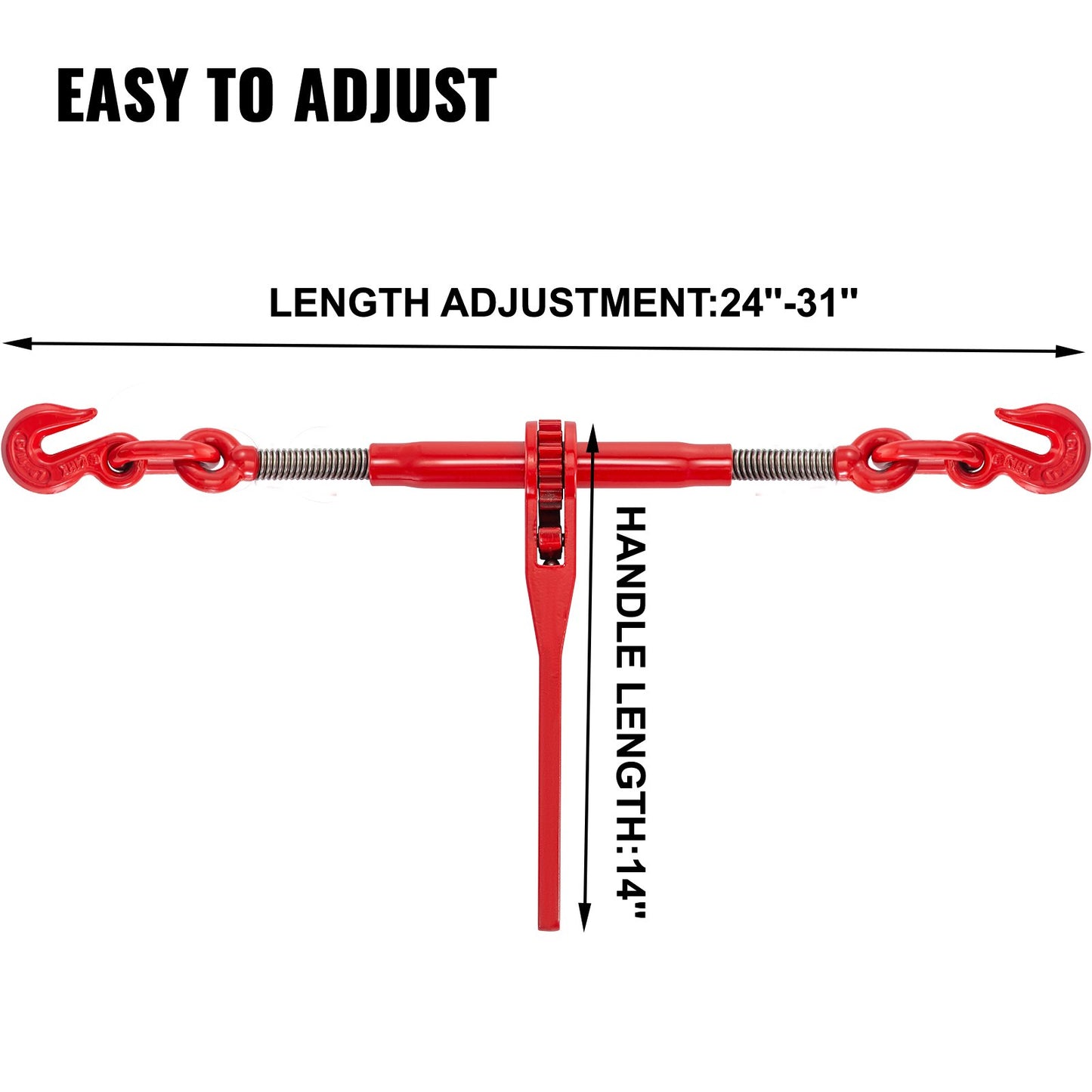 Heavy Duty Chain Binder 6600lbs Load Capacity Ratchet Tie Down Adjustable Red