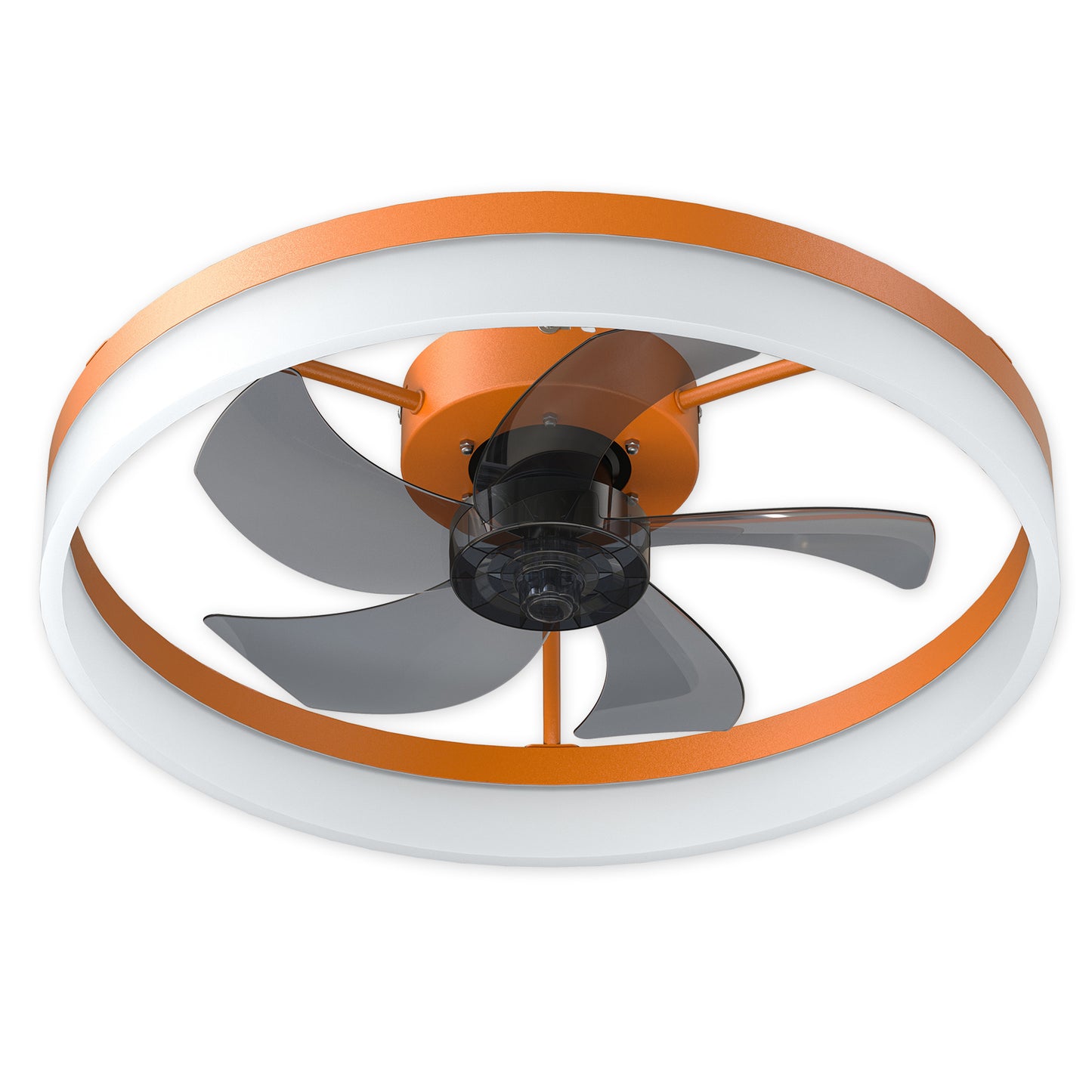 Dimmable LED Ceiling Fan with Lights - Thin Modern Design, Orange