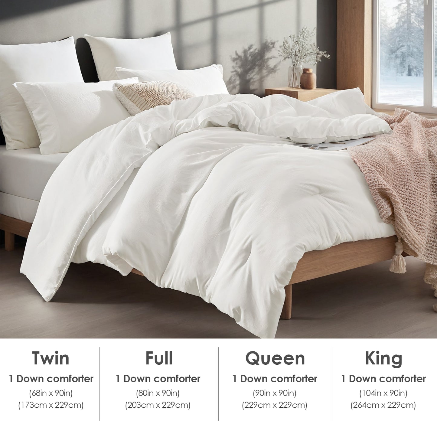 All-Season Oversized Duvet Comforter - Thick Winter Quilt Insert