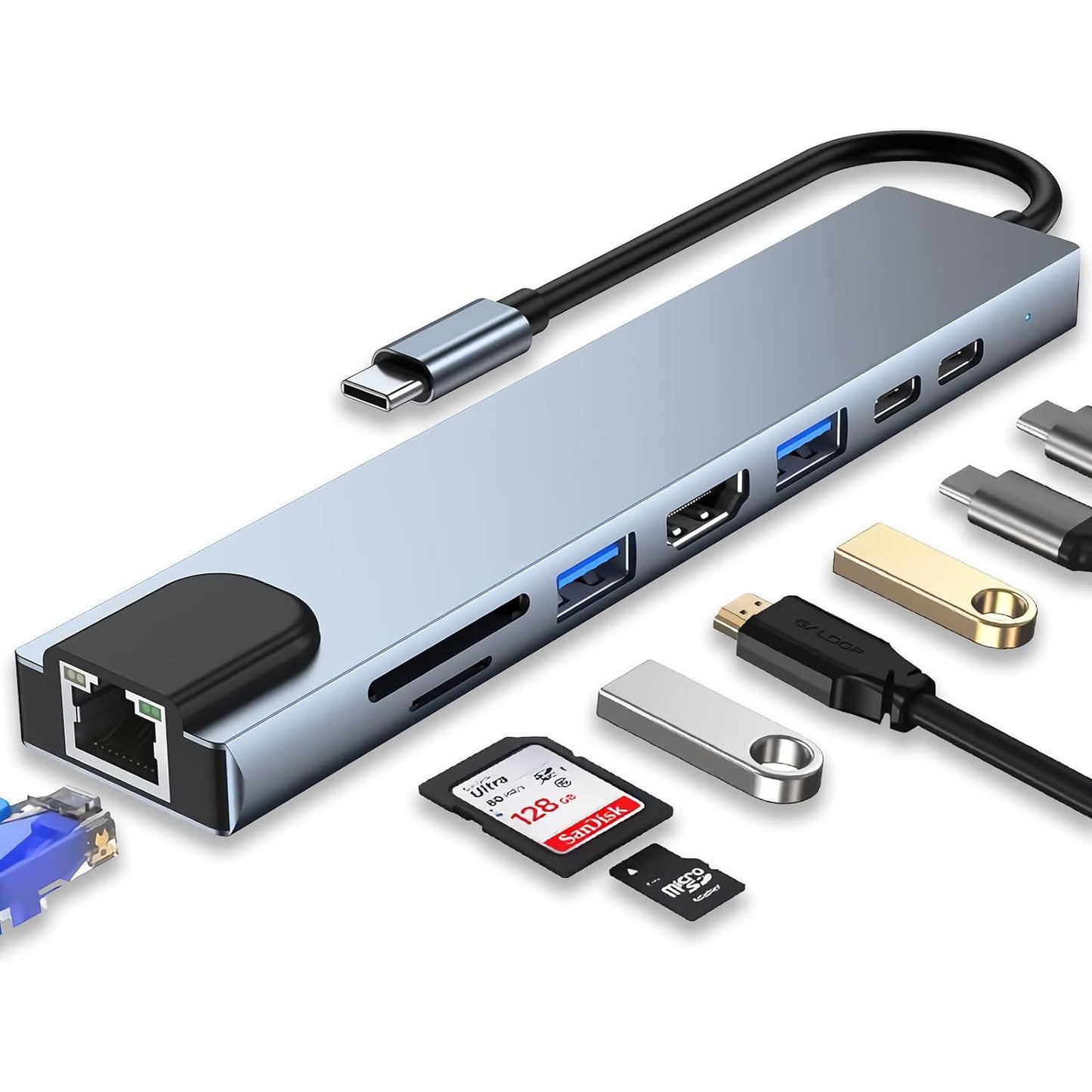 8-in-1 USB-C Hub Docking Station for Laptop and Desktop