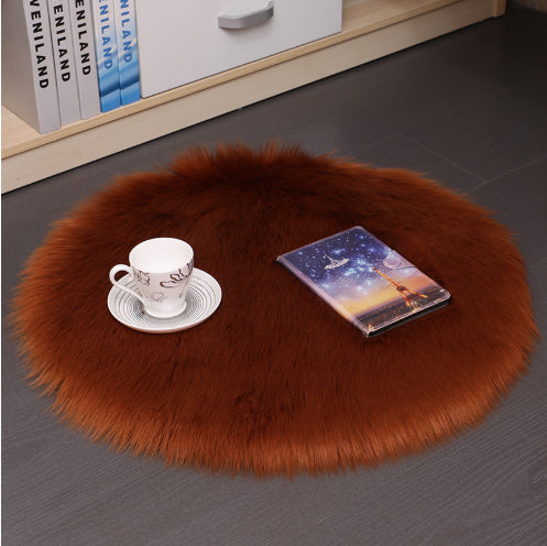 Round Plush Carpet Floor Mat for Living Room Bedroom - Soft Wool Area Rug