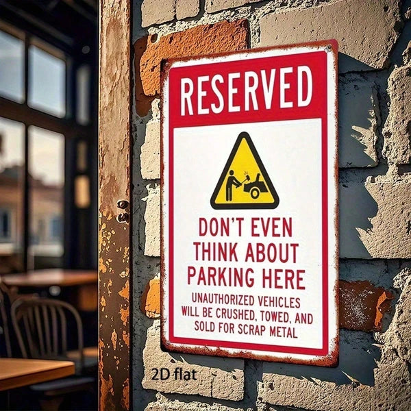 Vintage Rustic Iron No Parking Sign - 8x12 Inch Wall Art