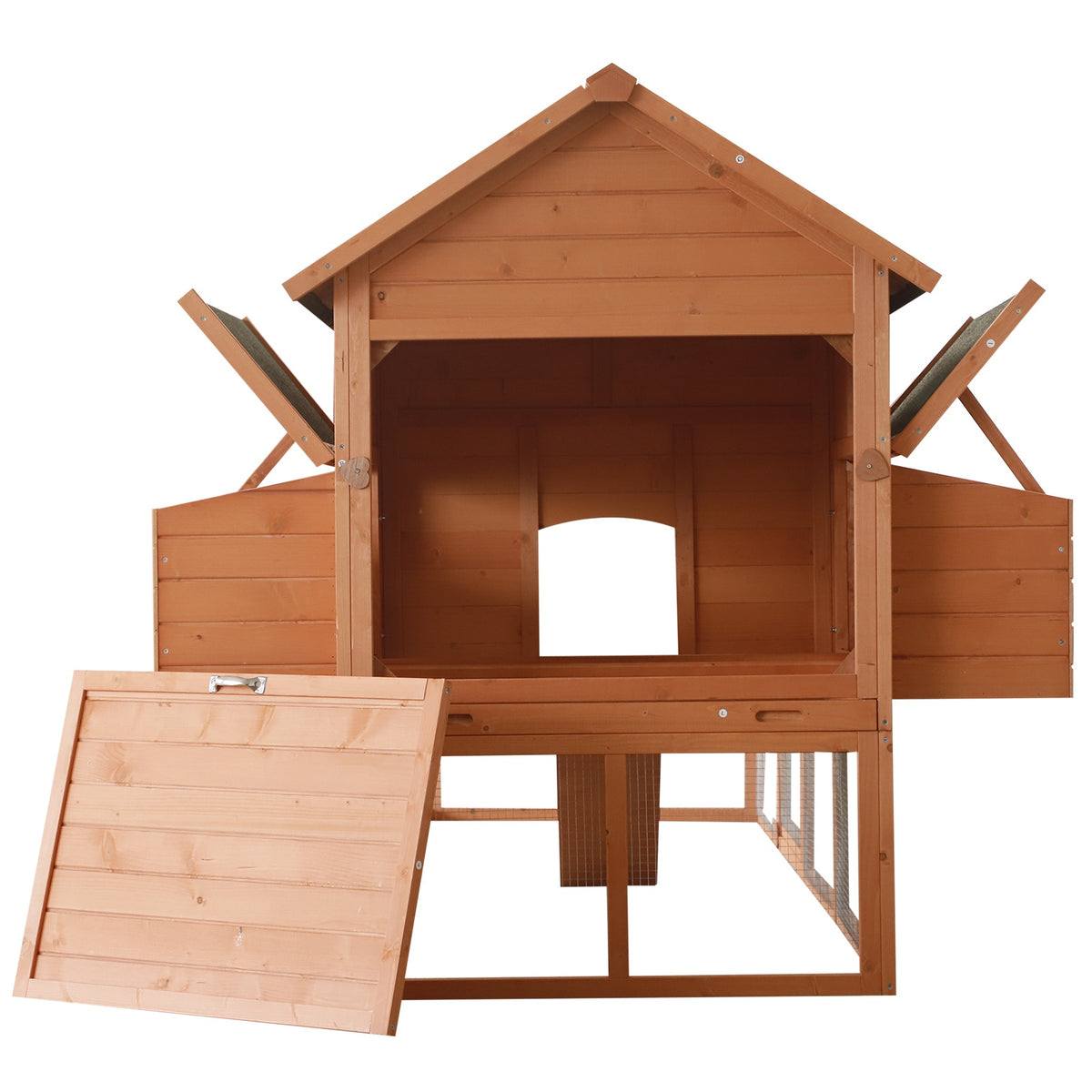 Large Wooden Chicken Coop with Nesting Box and Run - 136.5 Inches