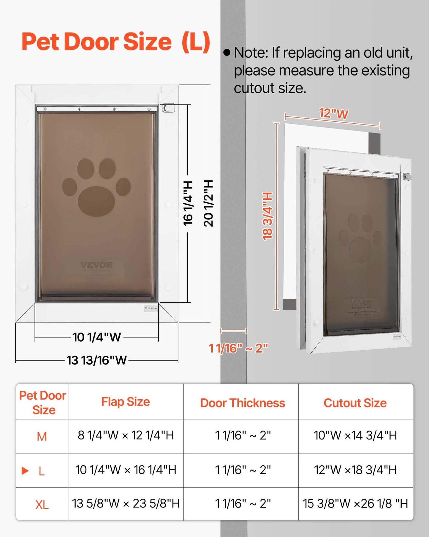Large Pet Door with Double Magnetic Flaps Metal Frame Weatherproof Dog Door for Indoor & Outdoor Use
