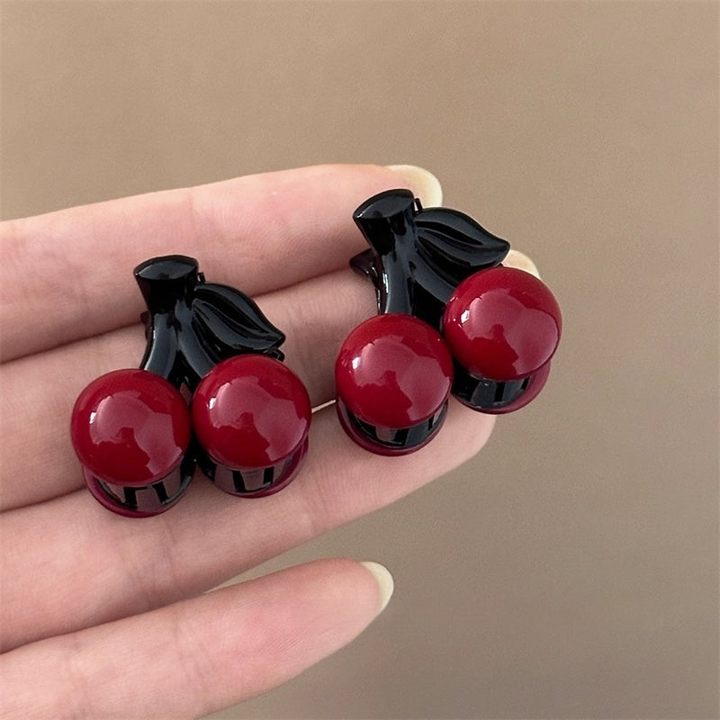 Cute Cherry Hair Clip Small Acrylic - Red