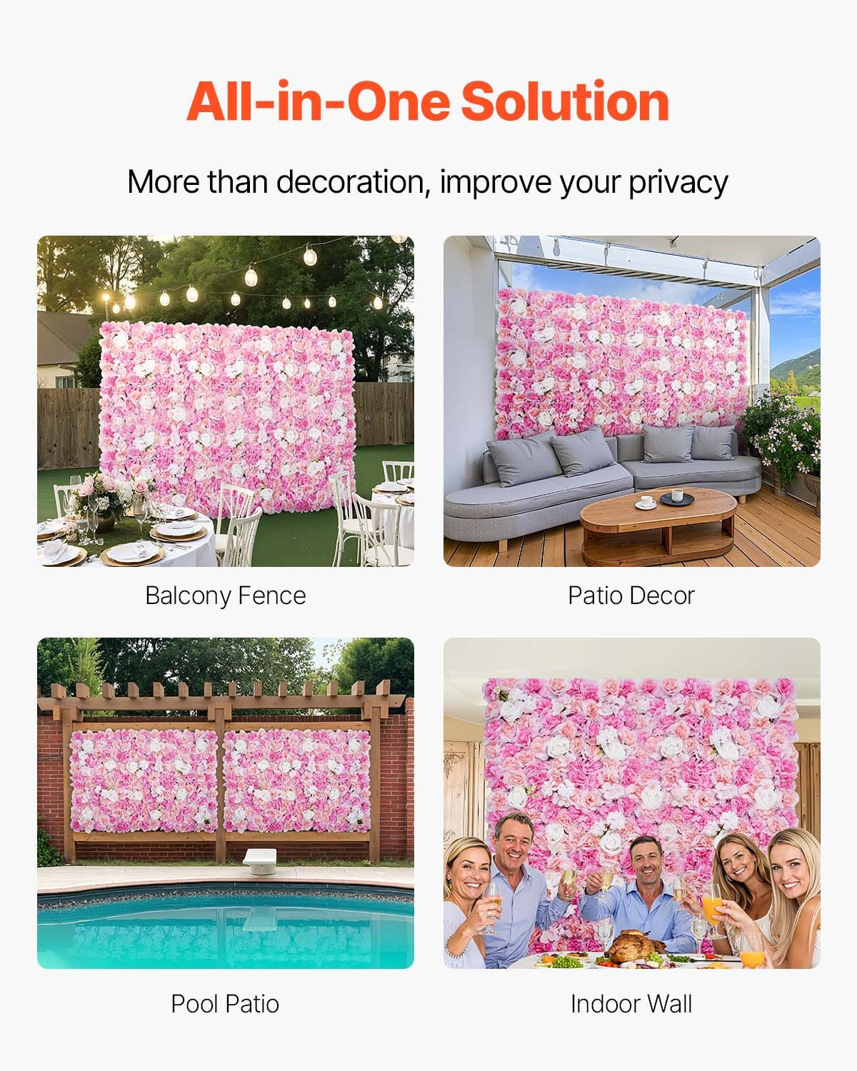 Pink 3D Flower Wall Panel 12-Pack - Artificial Floral Wall Covering for Wedding Privacy
