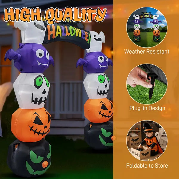 8.2FT Inflatable Pumpkin Archway with LED Lights for Halloween Decor