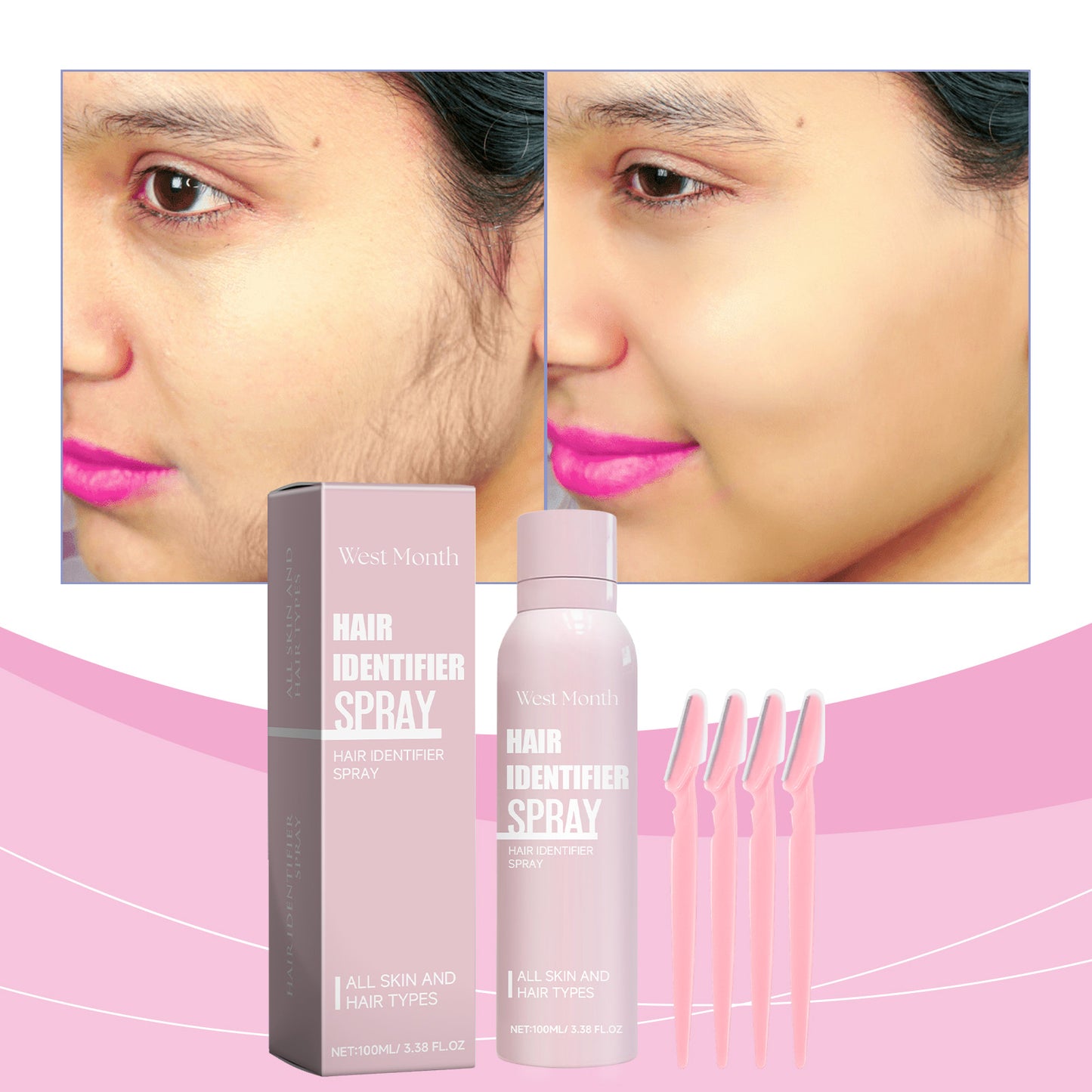 Facial Hair Recognition Spray for Precise Hair Removal and Skin Care