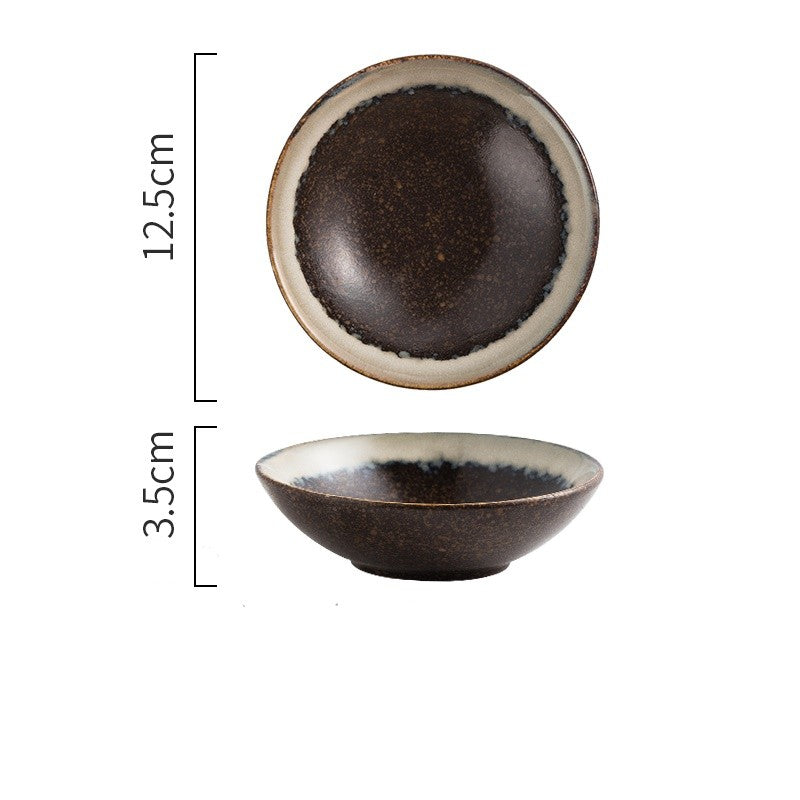 Japanese Style Small Round Shallow Porcelain Bowl for Vegetables & Seasonings