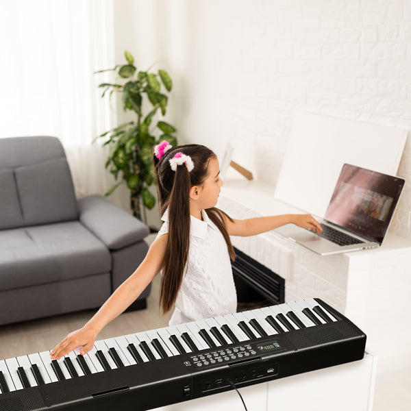 61-Key Portable Folding Keyboard with Dual Bluetooth - Black