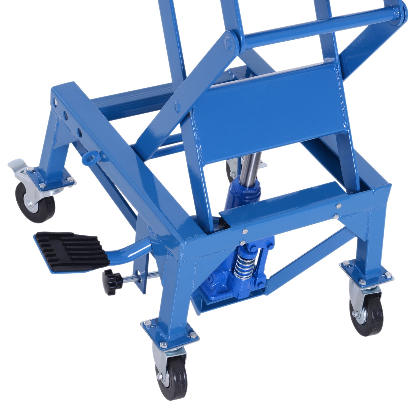 Hydraulic Motorcycle Scissor Jack Lift with Wheels - 300 lbs Capacity, Blue