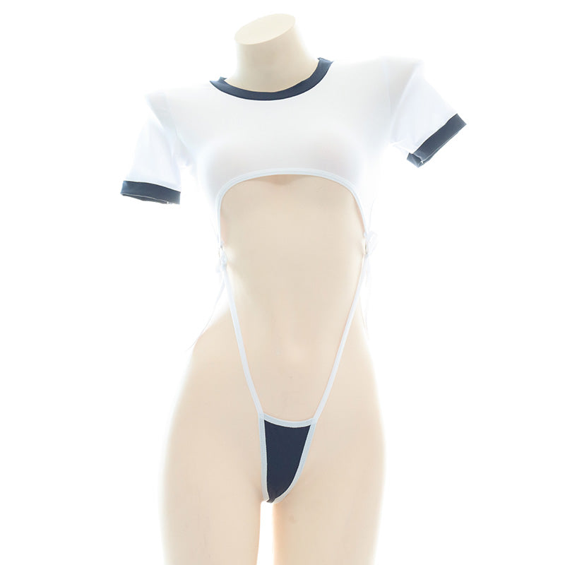 Women's Cross-Back One-Piece Gymnastics Leotard with Straps - White