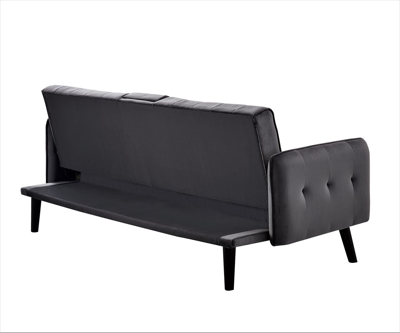 72 Velvet Convertible Sofa Bed With Cup Holders, Tufted Folding Futon