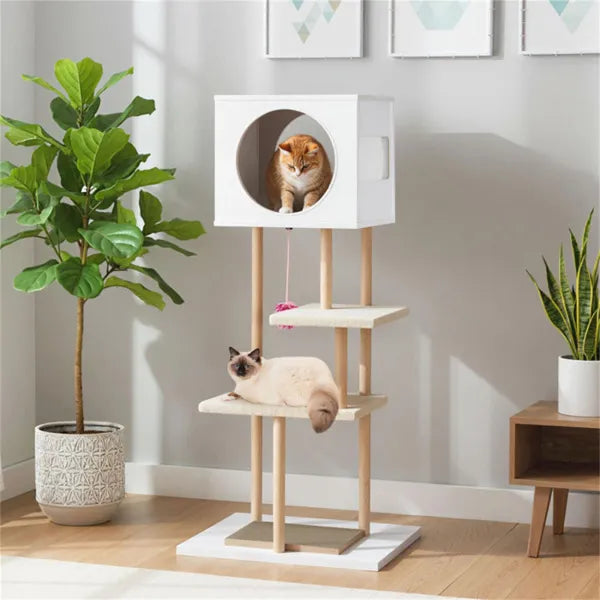Multi-Level Cat Tree with Scratching Pads & Condo - Indoor Pet Tower