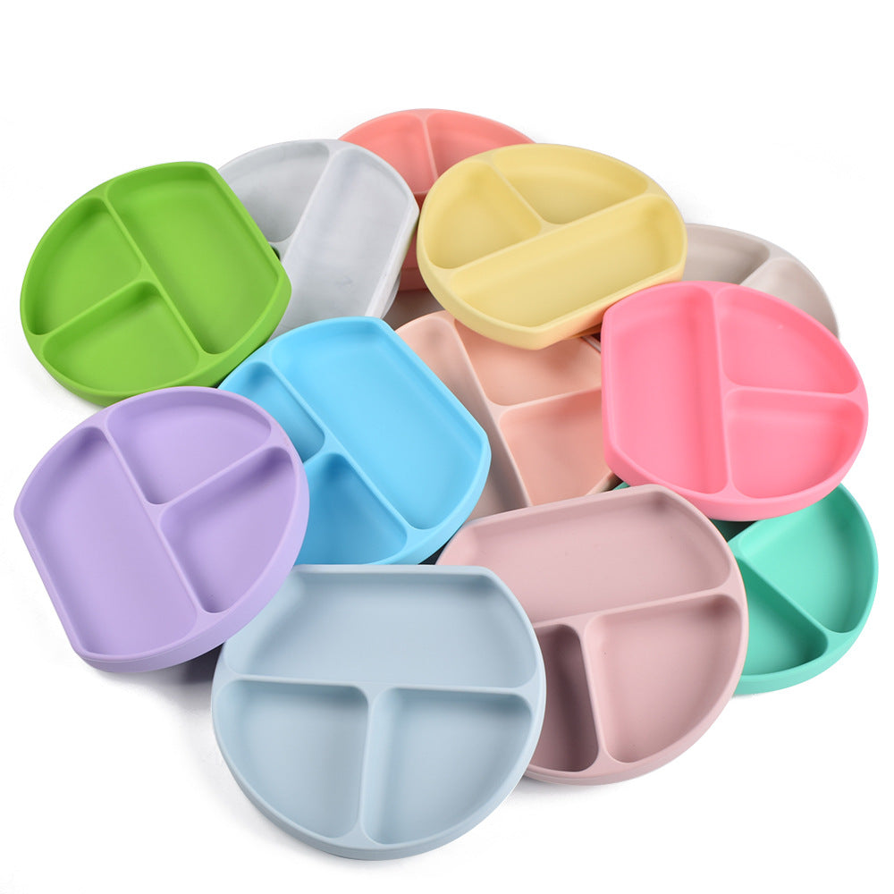 Silicone Solid Color Baby Tableware Set - Child Safe Dinnerware Kit