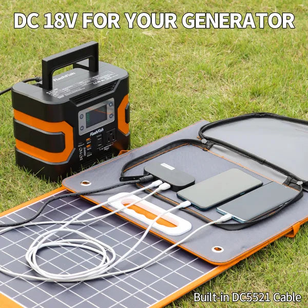 100W Portable Solar Panel - Foldable Charger with USB & DC Output