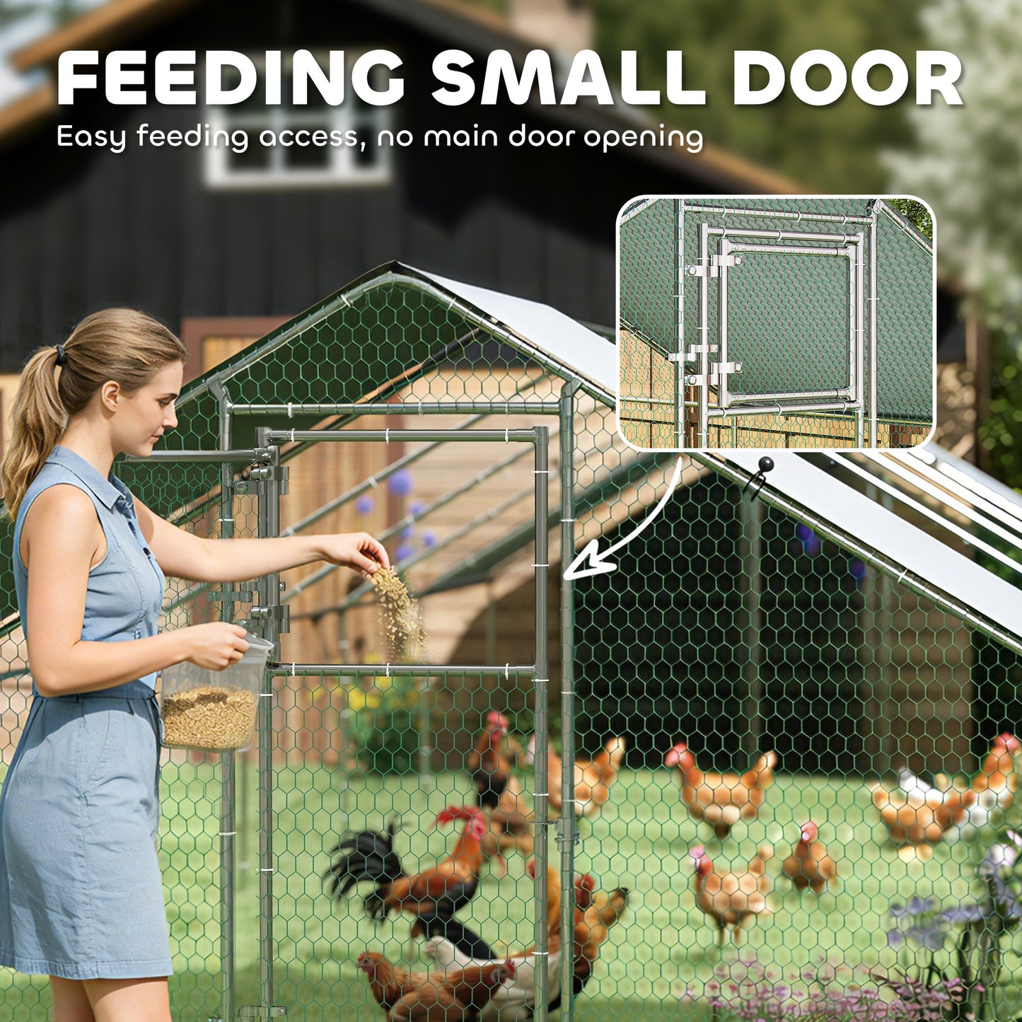 Large Outdoor Chicken Coop with Waterproof Anti-UV Cover - Silver, 39x10x6.4 Inches
