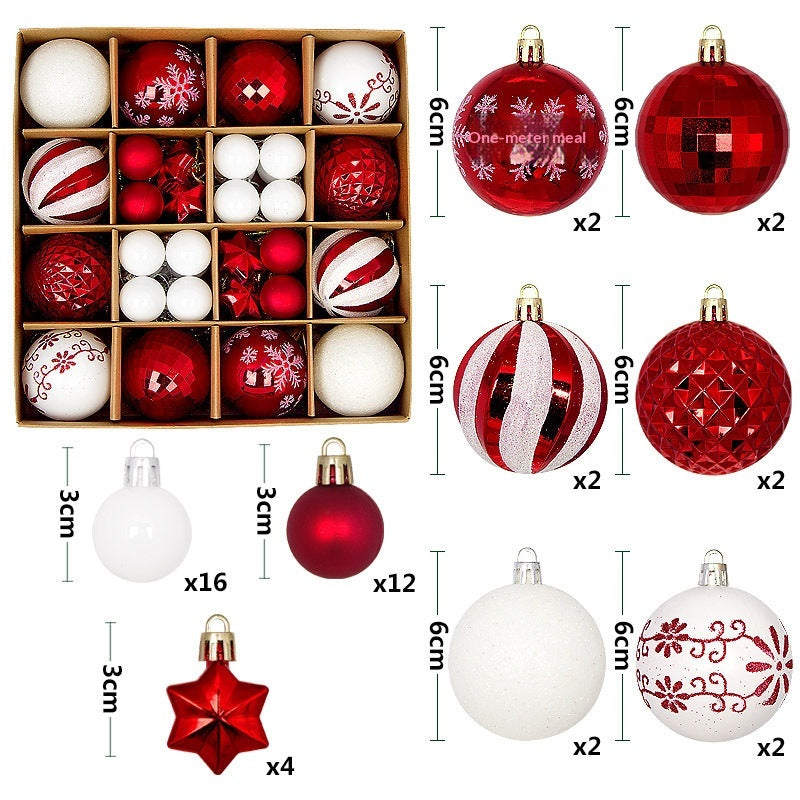 Christmas Tree Hanging Ornaments Set - Assorted Holiday Ball Decorations