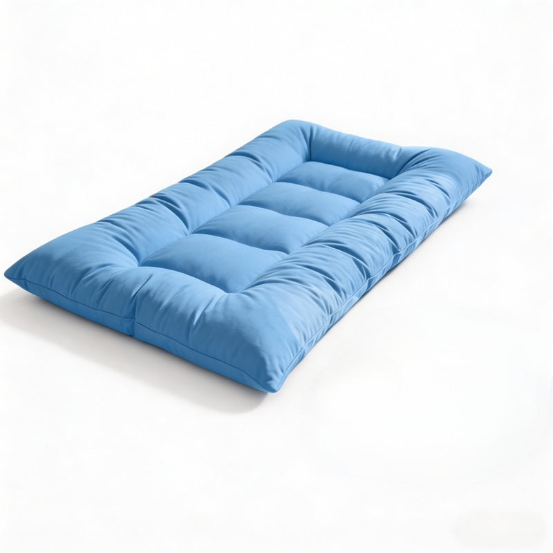 Large Cooling Dog Sofa Bed with Plush Mat, 8 Compartments, Non-Slip Base - Blue