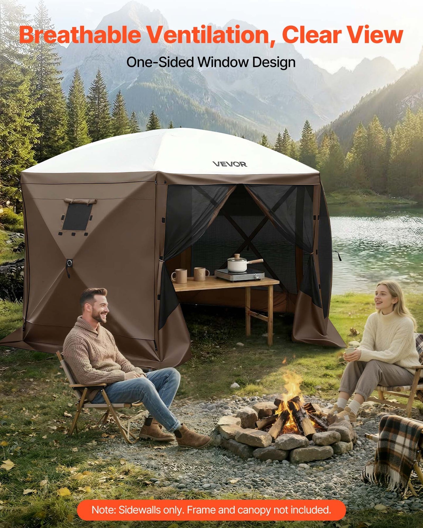 Waterproof Canopy Sidewalls for 12x12 ft Gazebo - Sunlight & Weather Protection, Black