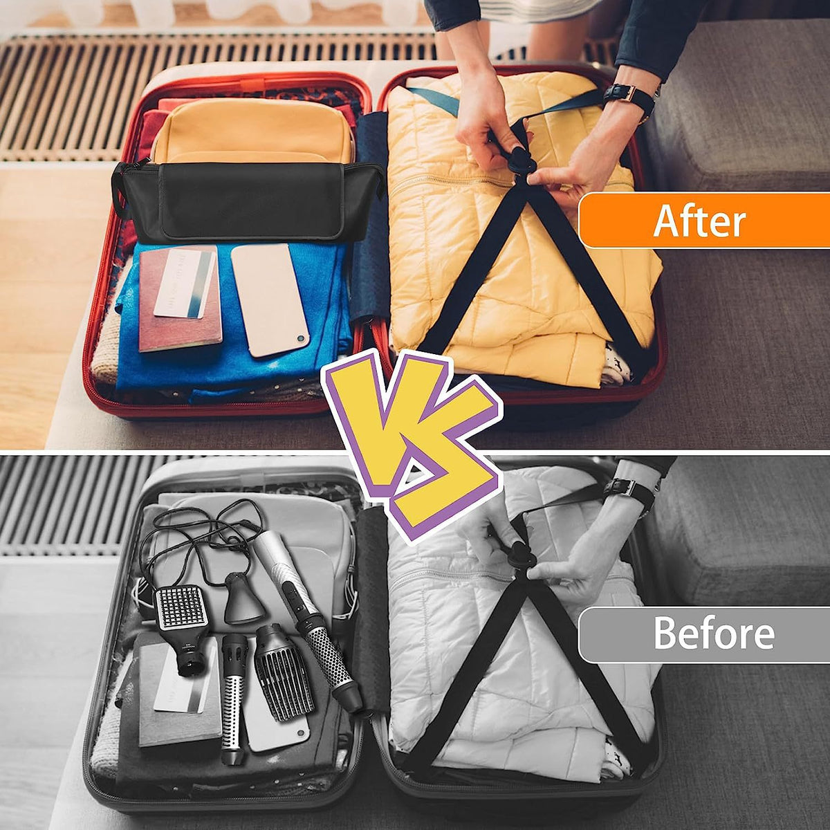 Travel Storage Bag for Hair Styling Tools - Black, 36x12x10cm