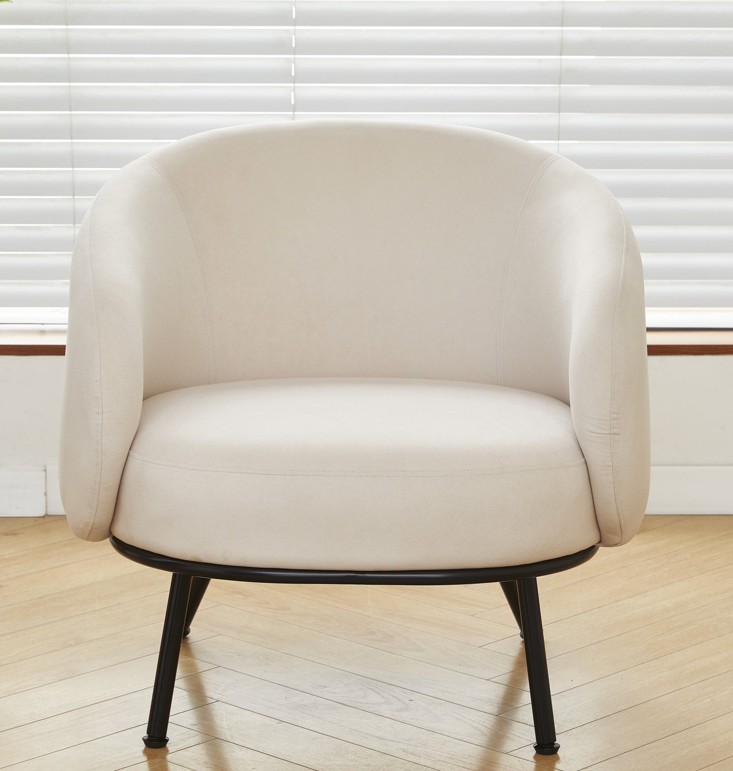 Mid-Century Modern Velvet Accent Chair, Upholstered Barrel Armchair