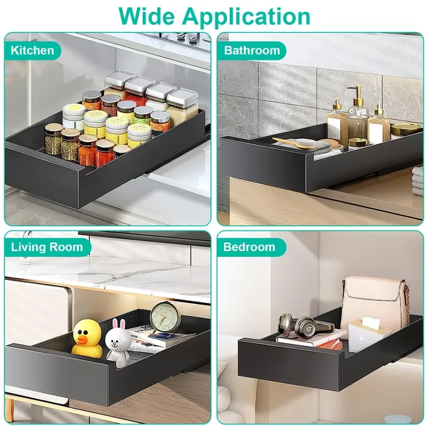 Pull Out Cabinet Organizer Carbon Steel Slide Drawer Storage Smooth