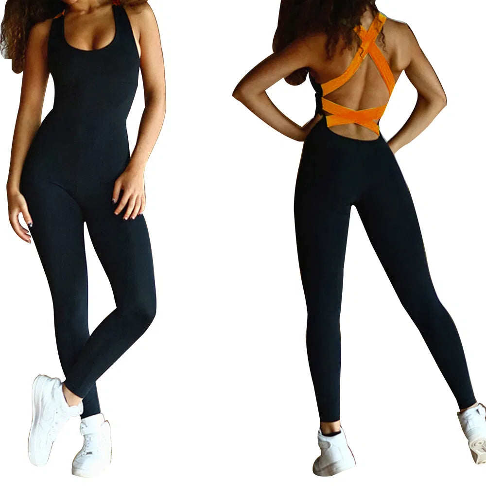 Yoga Workout Jumpsuit for Women - Sleeveless & Stretchable