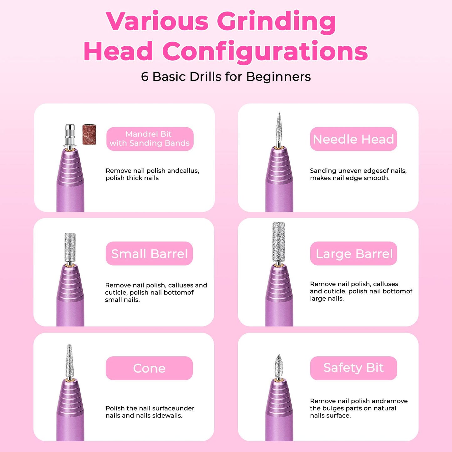 Portable Electric Nail Drill Kit - Professional Manicure Tool - Rose Gold