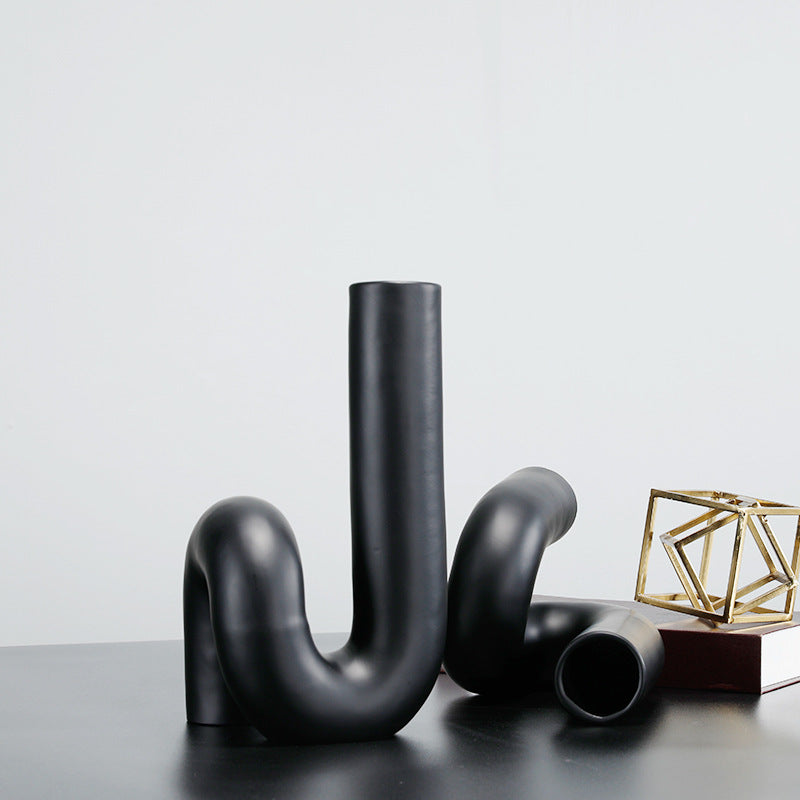 Minimalist Black Resin Flower Ornament - Modern Home Decor, Gift Idea