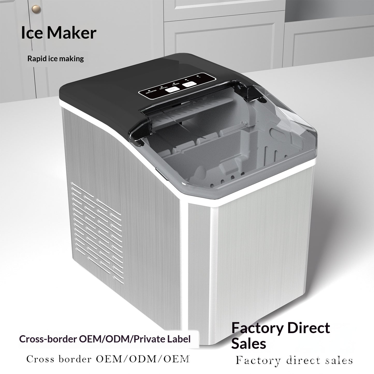 Automatic Bullet Ice Maker Machine for Home Use - 9 Cubes in 6-8 Minutes