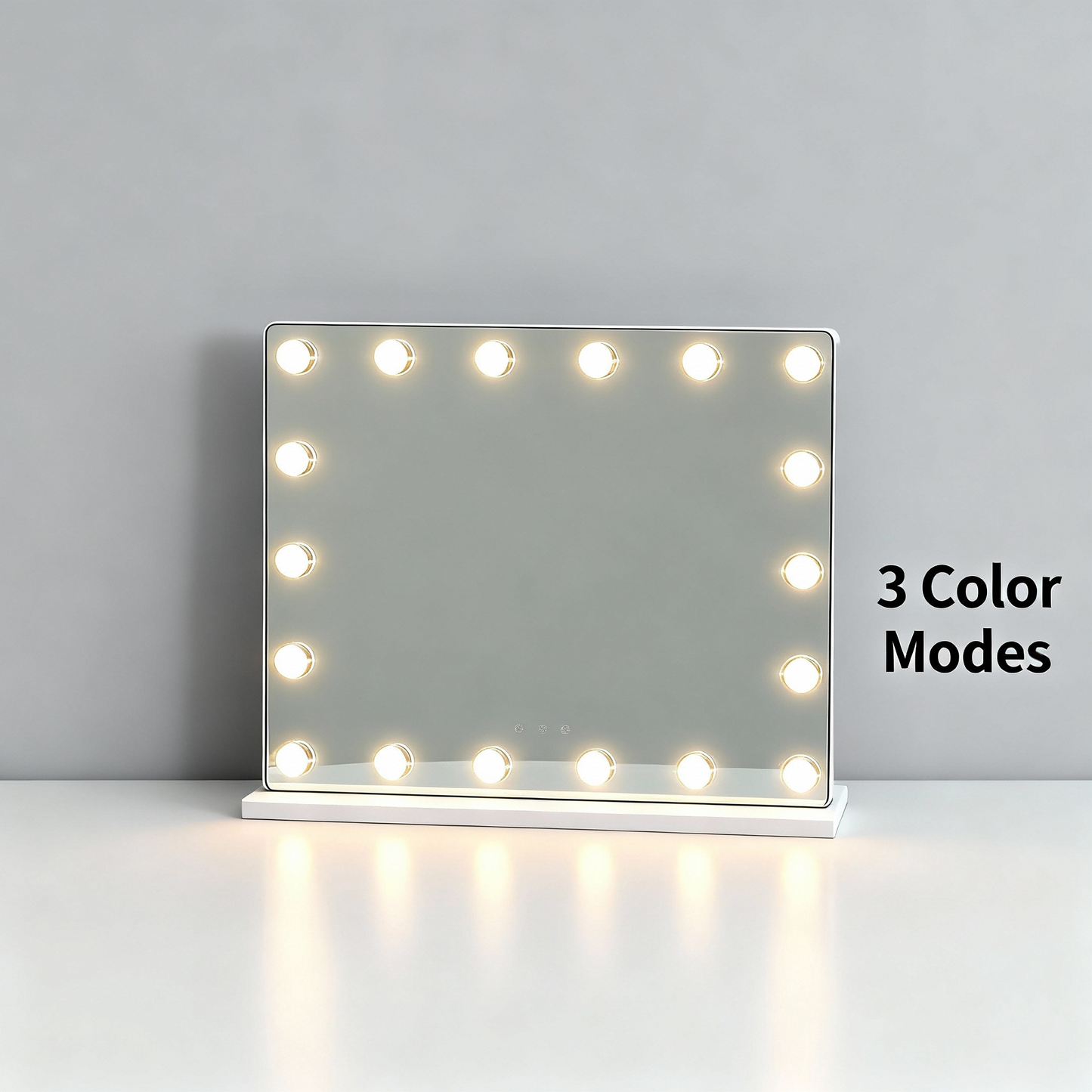 Large LED Vanity Mirror with 15 Dimmable Bulbs & USB Charging Port
