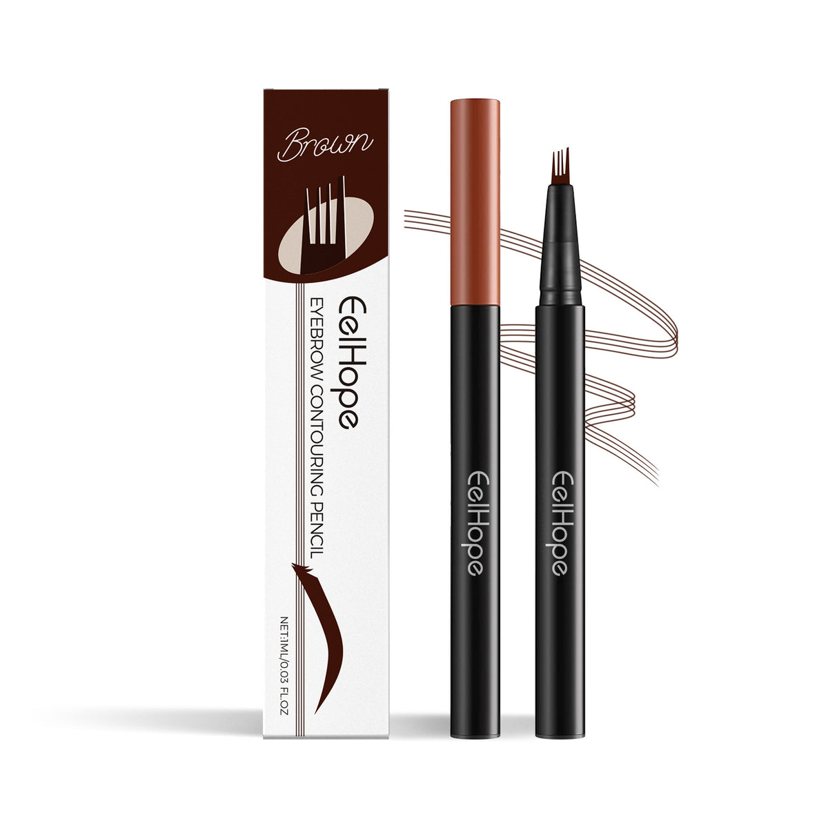 Waterproof Micro-Fork Eyebrow Pencil - Sweat-Proof Makeup Tool, 1ml Black & Brown
