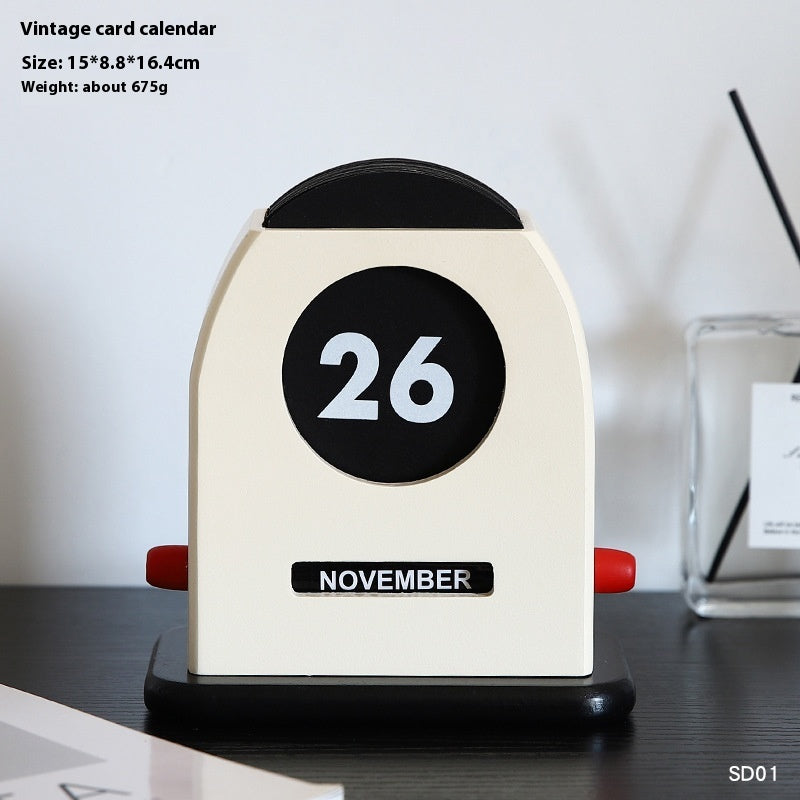 Wooden Calendar Office Desk Decor - Wind Flip & Perpetual Styles for Home & Study