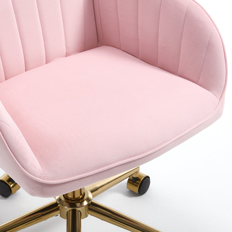 Ergonomic Adjustable Office Chair - Baby Pink Velvet