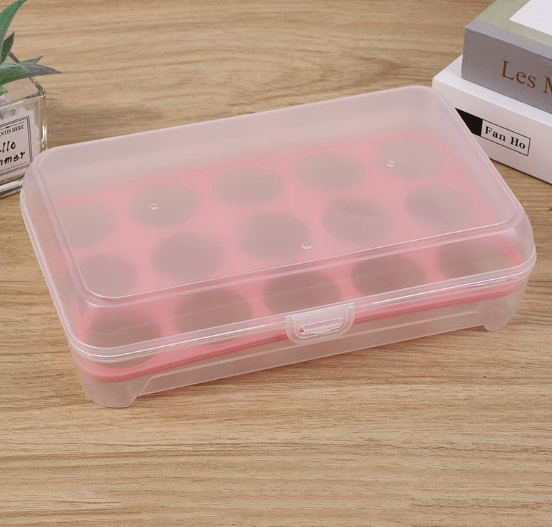 Pink Egg Storage Box with 15 Compartments - Food Organizer Container