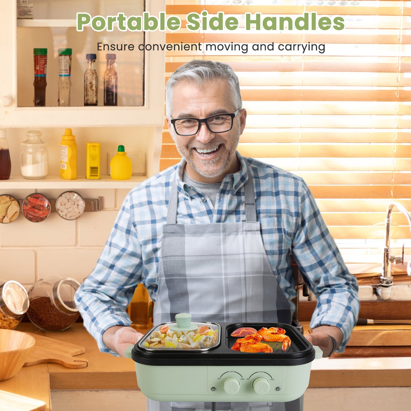 2-in-1 Electric Hot Pot & Grill - Portable Non-Stick Cooker