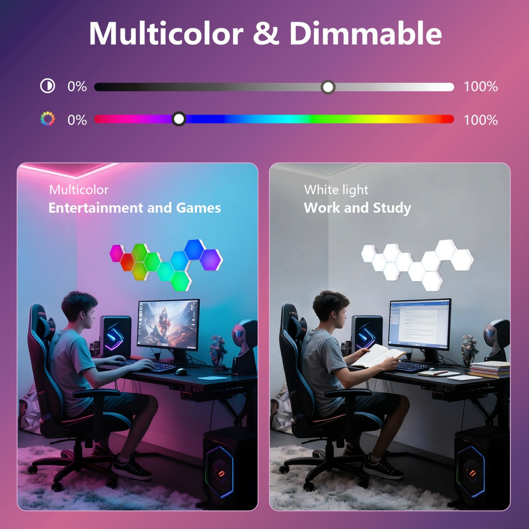Hexagon LED Wall Panels 10 Pack RGB Modular Light Tiles Smart App Control