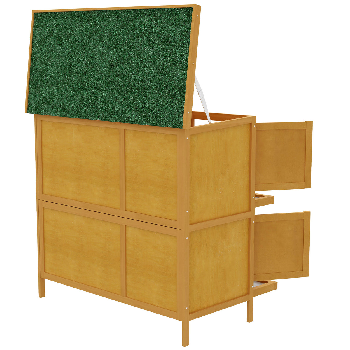 Wooden Bunny Hutch with Ramp - Indoor & Outdoor Pet House, Yellow, 1050x520x265mm
