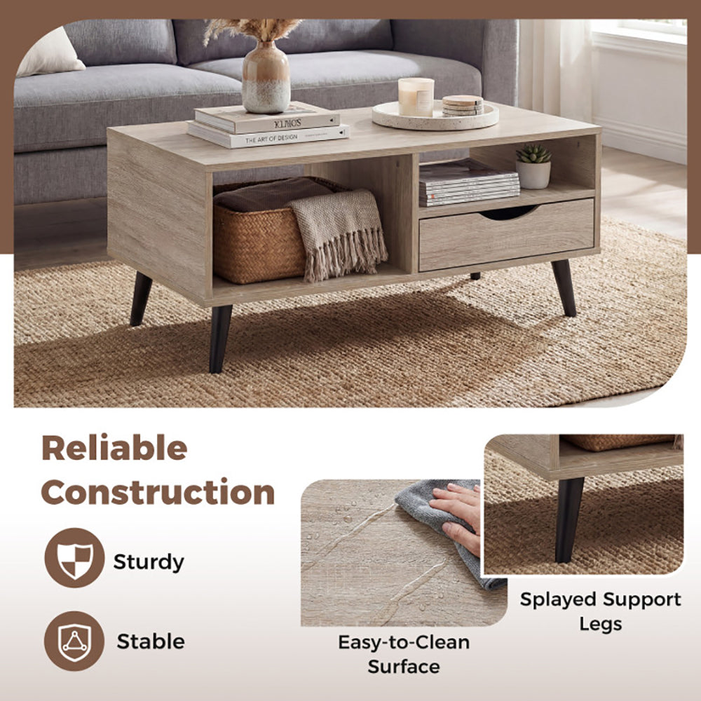Coffee Table With Storage Rustic Rectangle Center For Living Rooms,