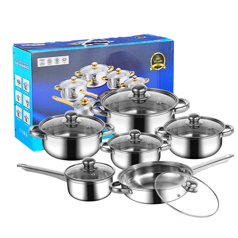 12-Piece Colorful Stainless Steel Stockpot Set - Dual-Sided Cooking Pots
