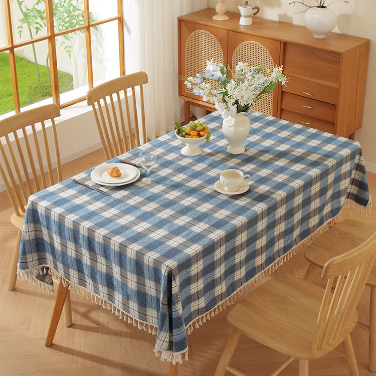 Pastoral Style Thickened Polyester Plaid Table Cloth for Kitchen & Dining