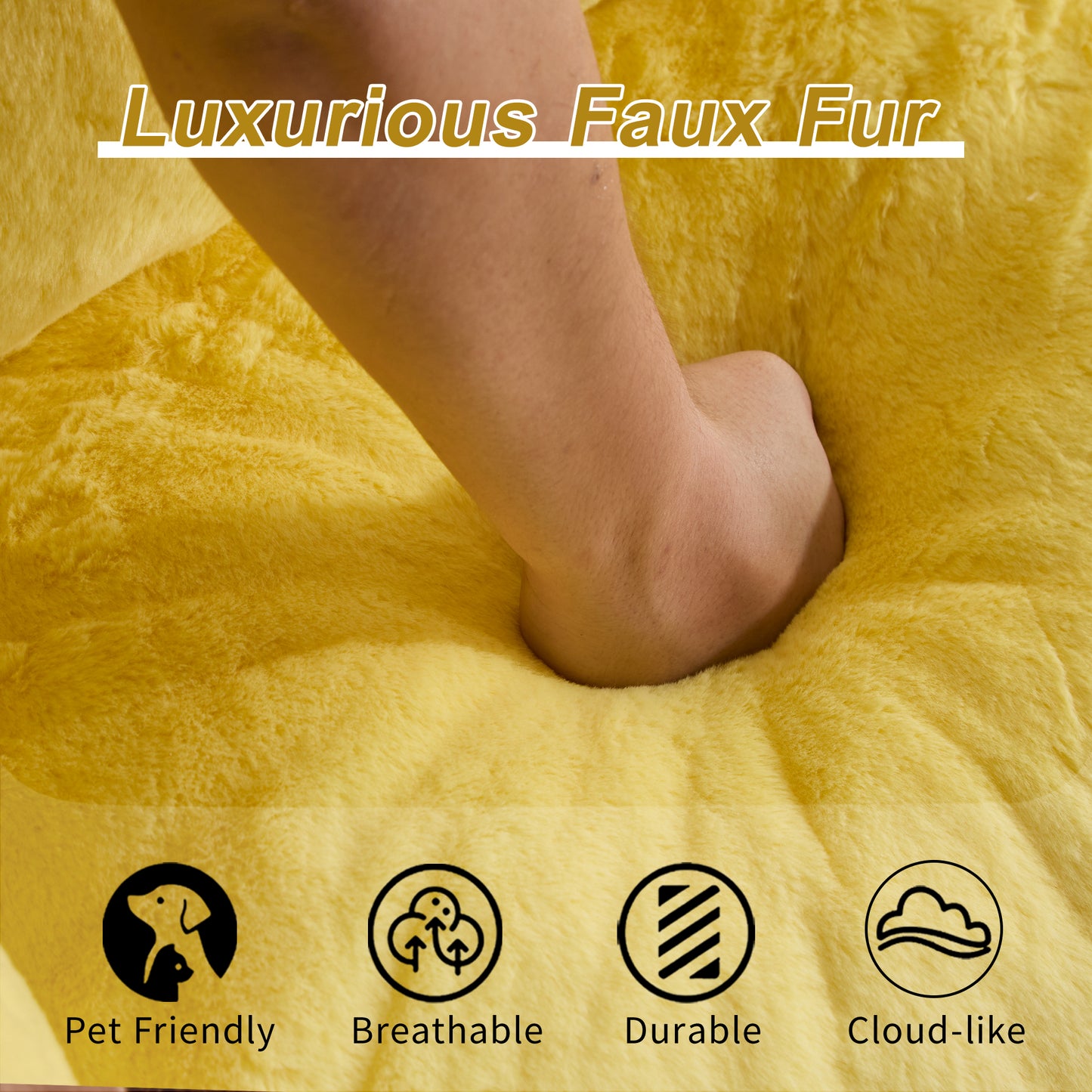Giant Bean Bag Couch for Adults - Ultra Soft Loveseat Sofa, Yellow