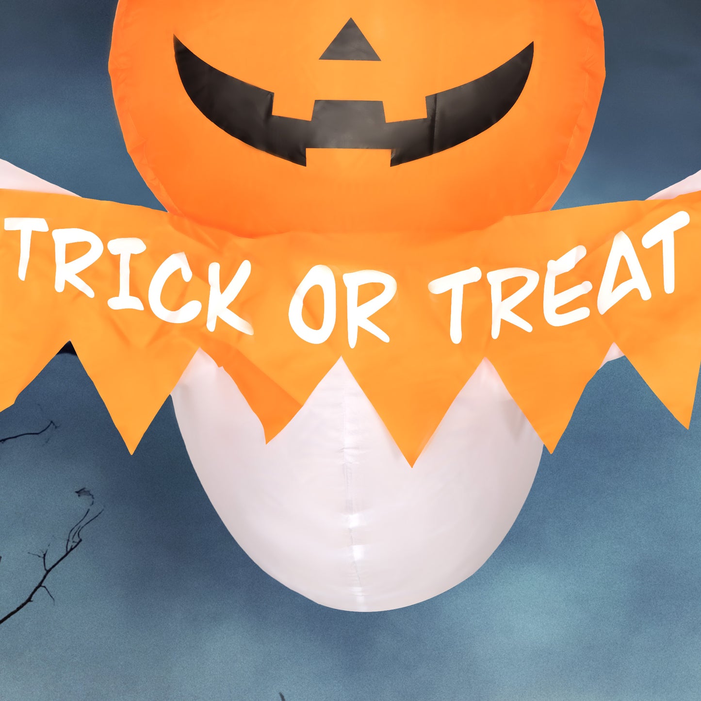 Inflatable Halloween Ghost Window Sticker with LED Lights - Orange