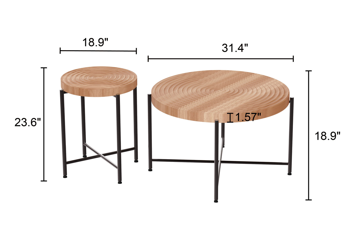2-Piece Coffee And End Table Set -Waterproof MDF With PVC Cover,