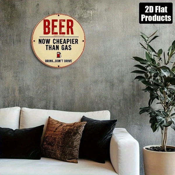 Beer Is Cheaper Than Gas Vintage Wooden Wall Art Sign