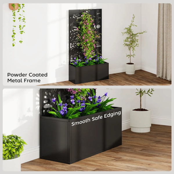Metal Plant Stand with Trellis - Black, 44.5" Tall