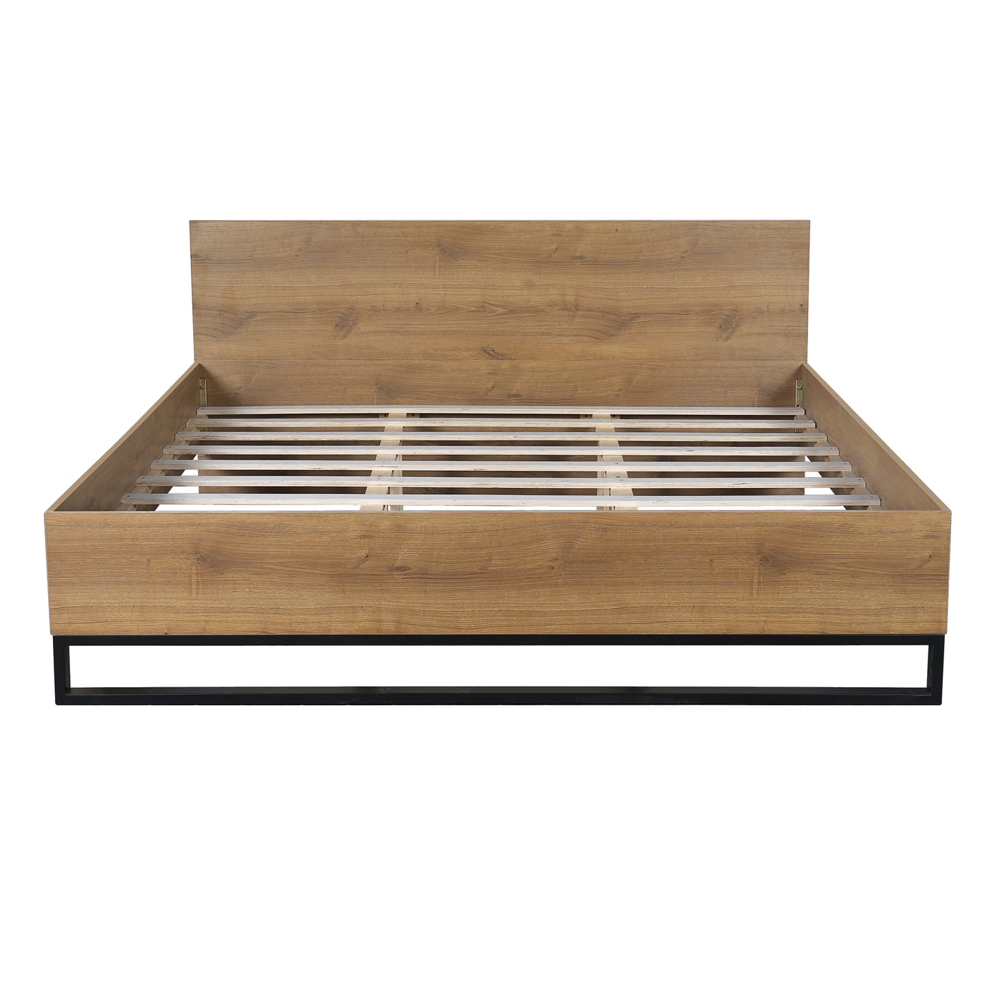 King Size Engineered Wood Bed Frame - Natural & Black