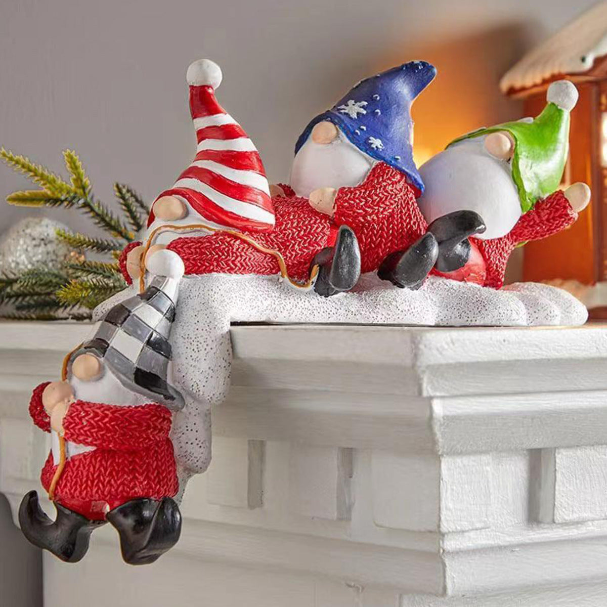 Christmas Resin Ornaments Indoor Decor Set - Festive Holiday Decorations